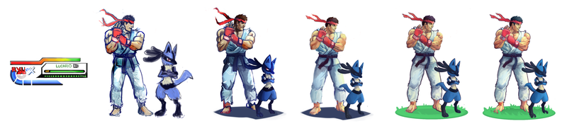 Illustration for article titled SF x PKMN Day 1! Ryu x Lucario!